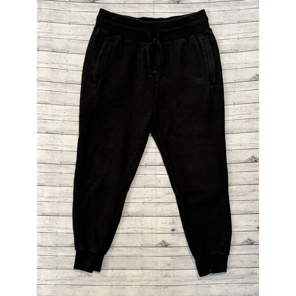 NICE KICKS Mens Essentials Sweatpant Jogger Sz L Black Logo Drawstring Pants - Picture 3 of 16